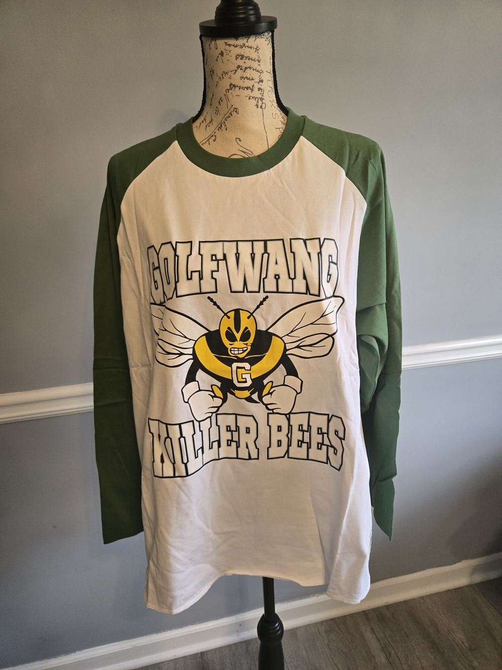 Golf Wang White and Green 'Killer Bees' Long Sleeve Raglan Tee